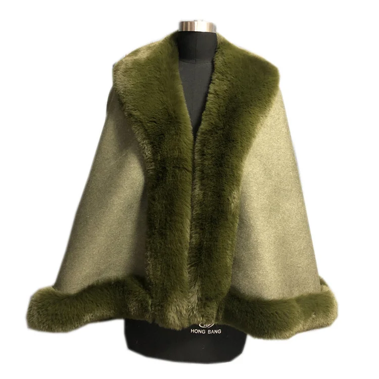 Wholesale Sample Available Super Unique Design Fancy Quality Wool Adult Fleece Fur Winter Ponchos for Women