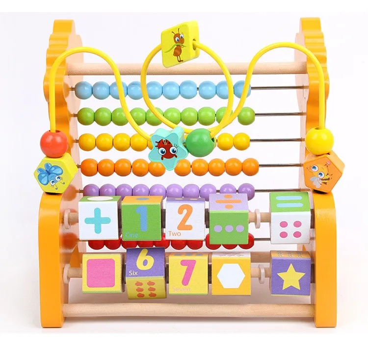 Multi-functional Early Educational Wooden Bead Calculation Frame Toys Abacus Moving Beads Kids Teaching Aids