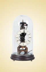Imitated  from 19th French Antique Gilt Brass Pendulum Behind  of Dial Mechanical  Skeleton Desk Clock with glass cover