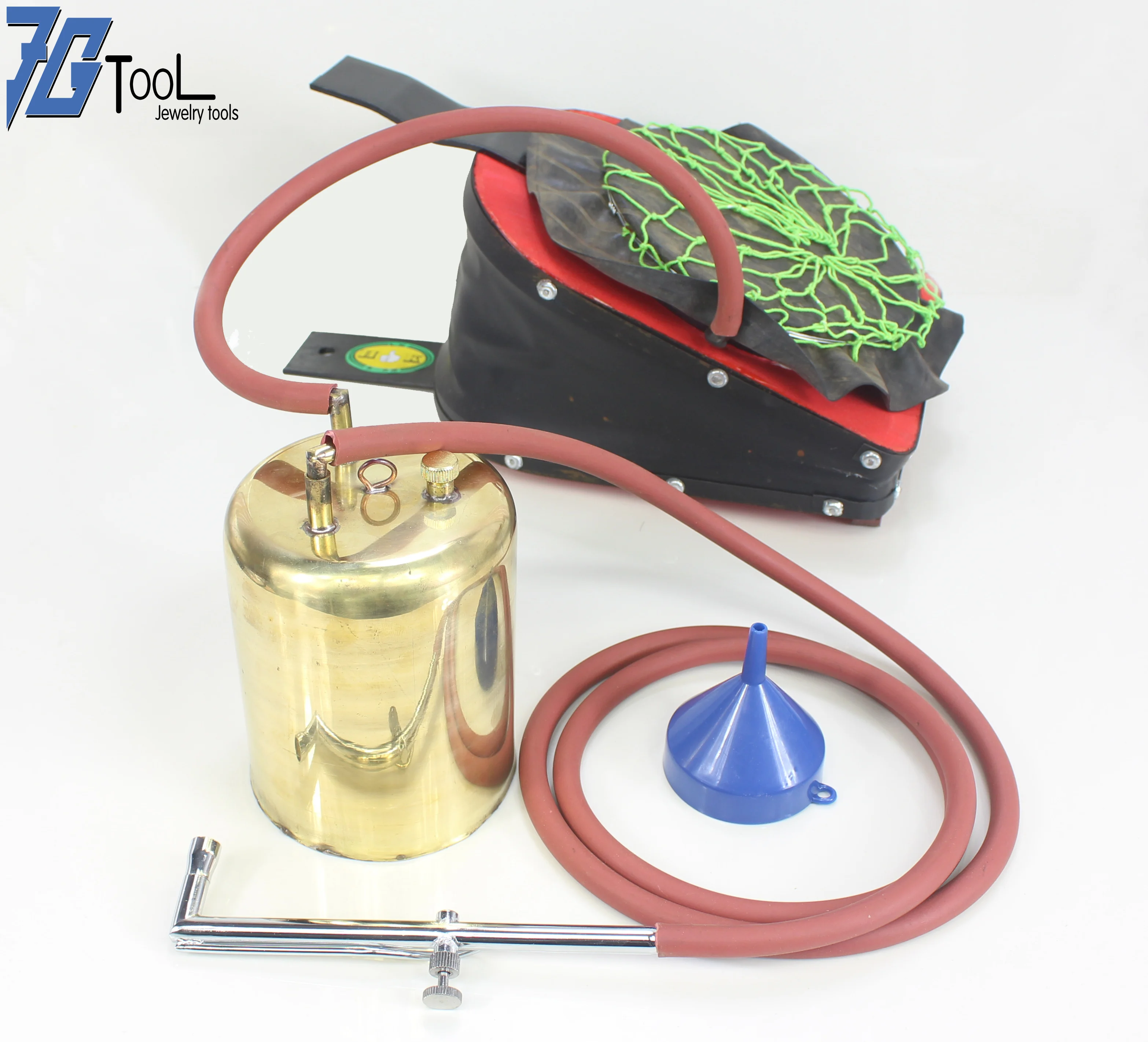 Leather Air Bellow Sets with One Brass Kettle One Torch One Brass Kettle Hull Duct One Plastic Funnel jewelry tool