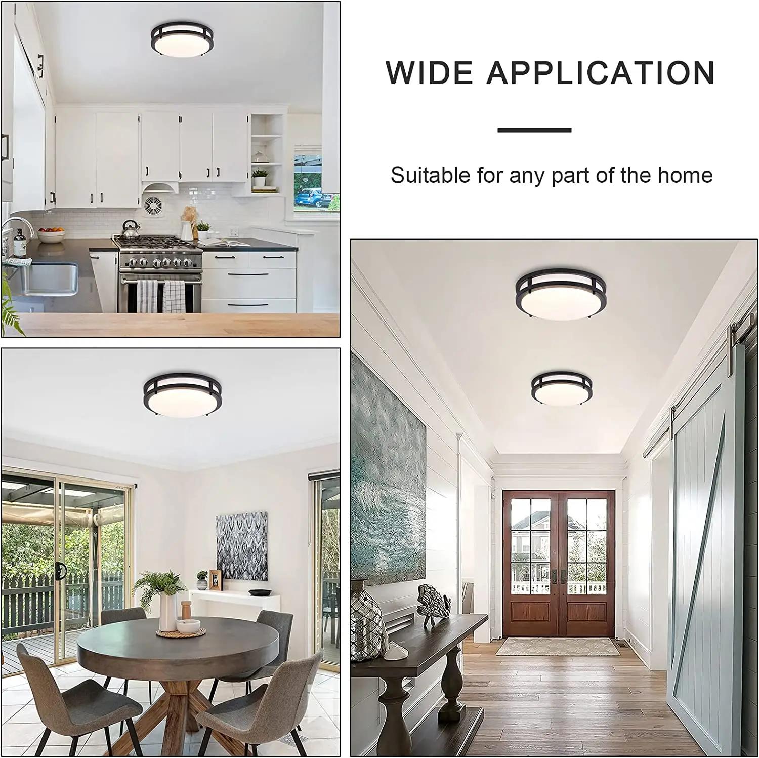 12 inch 16W LED Flush Mount Ceiling Light Fixture 3000K Warm White Black Acrylic Ceiling Lights