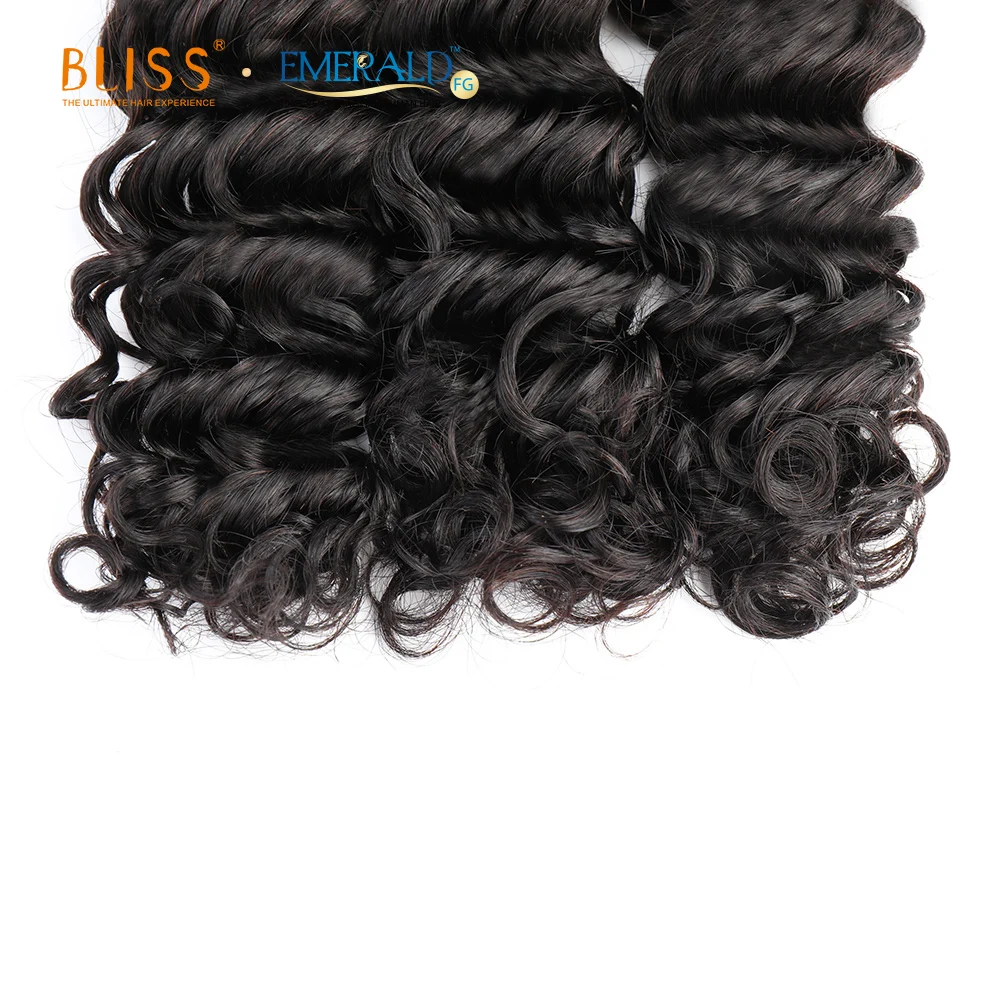 Bliss Emerald 3+1 Deep Wave Brazilian Human Hair Bundles Meches Humain 3 Bundles with Lace Closure and Frontal