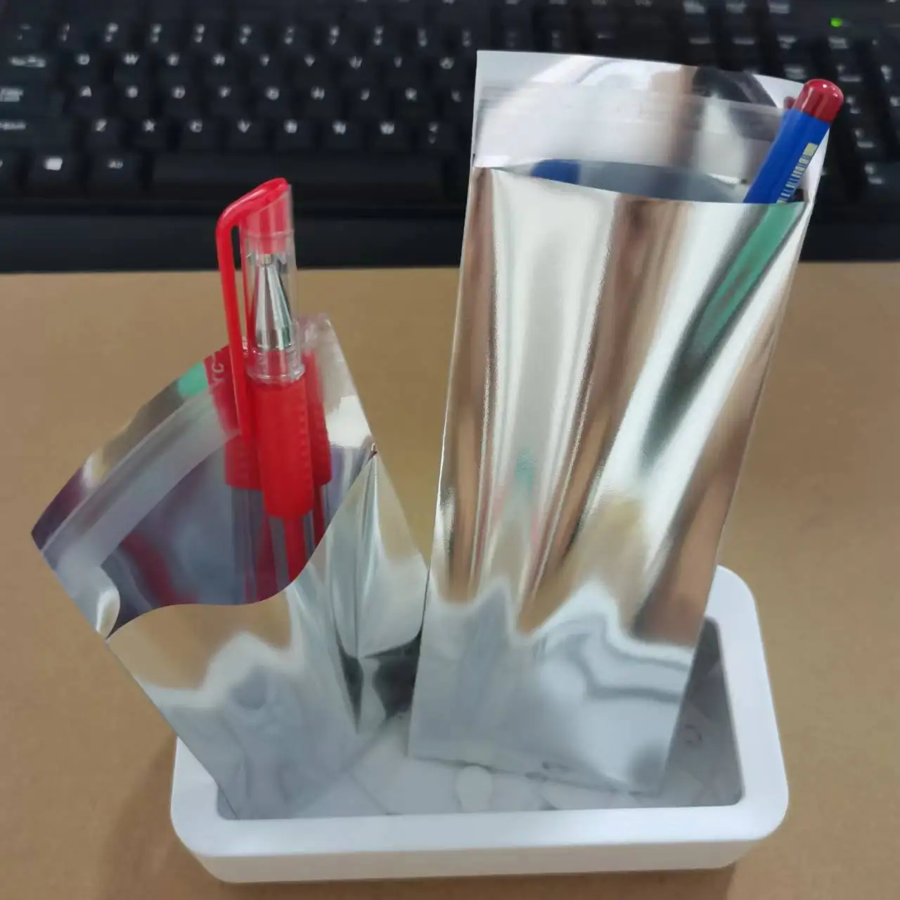 Self-sealing Packaging Bright Silver Film Custom Double-sided Self Adhesive Seal Aluminum Foil Bag