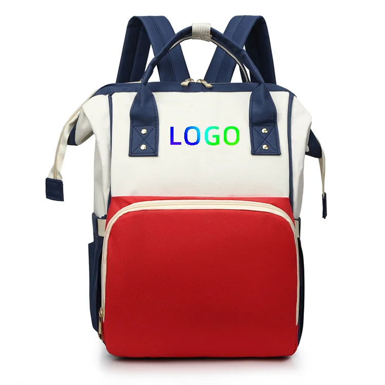 2021 Большая вместительная однотонная коляска с логотипом на заказ, мокрая сумка для пикника, роскошная сумка для мамы и ребенка, сумка для подгузников, рюкзак