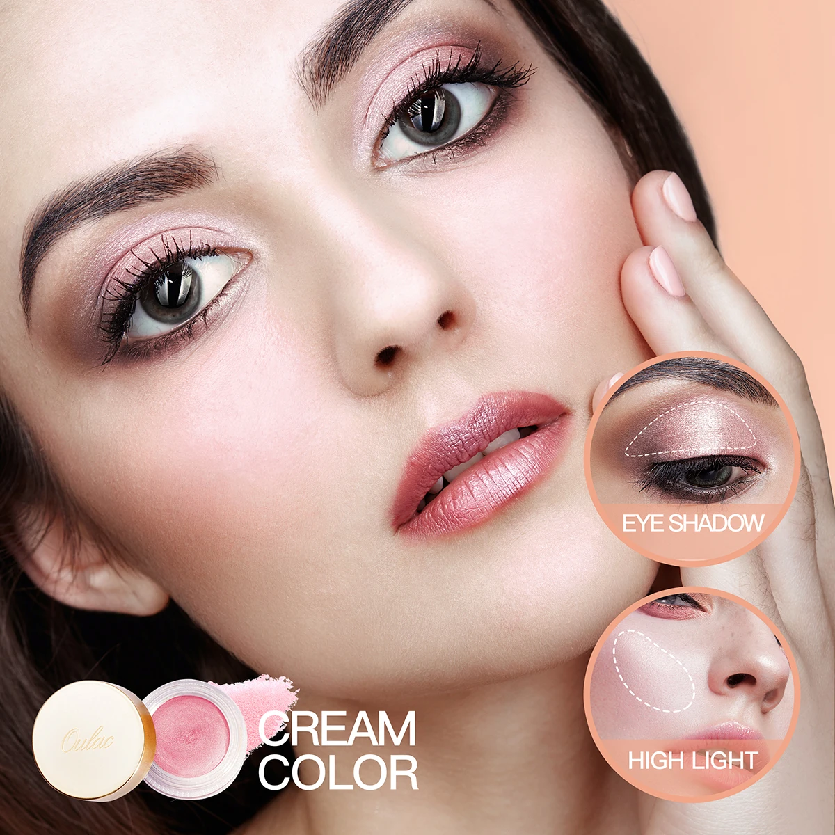 OULAC skin to skin eye cosmetics single cream eyeshadow cruetly free vegan makeup cream color Pink Flamingo