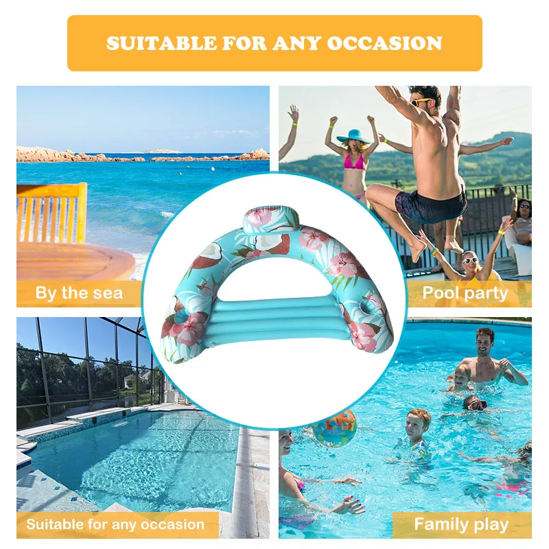 Wholesale High Quality Summer Swimming Pool Water Floats Inflatable Pool Float Chair With Cup Holder For Adults And Children