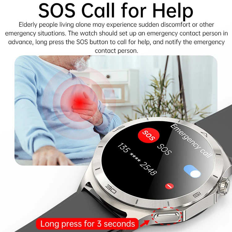 2025 New CES Sleep Monitor Wrist Band Watch JT600 Health Blood Oxygen ECG Smart Watch 1.46inch Round Bracelet with SOS Calling