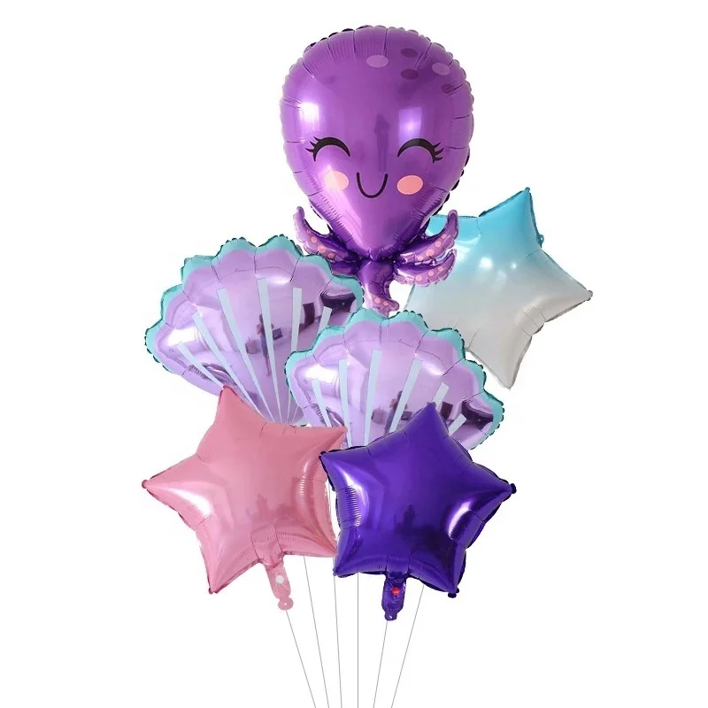New Marine animal theme cartoon crab jellyfish aluminum balloon set birthday party atmosphere decoration