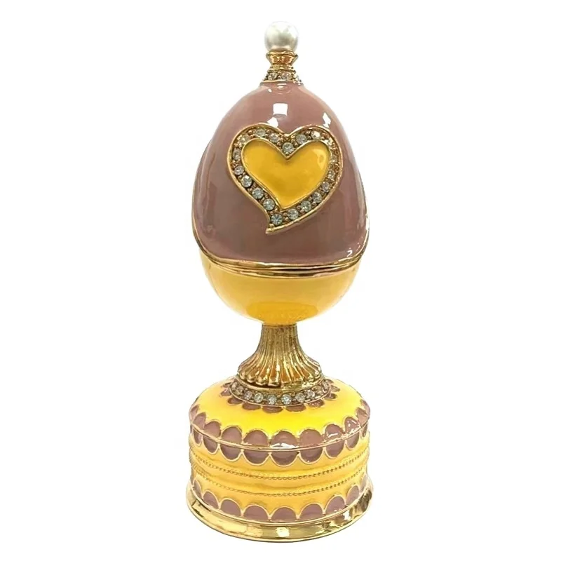 2024 Hot Heart Egg Ornament material enamel egg trinket jewelry box for easter gift