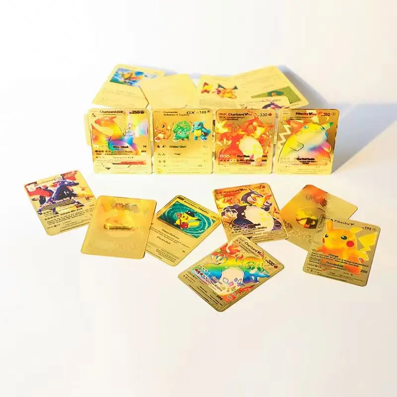 100 Designs Taps Pokemoned Metal Tcg Golden Color Trading Card Game Pokemoned Cards Charizard GX