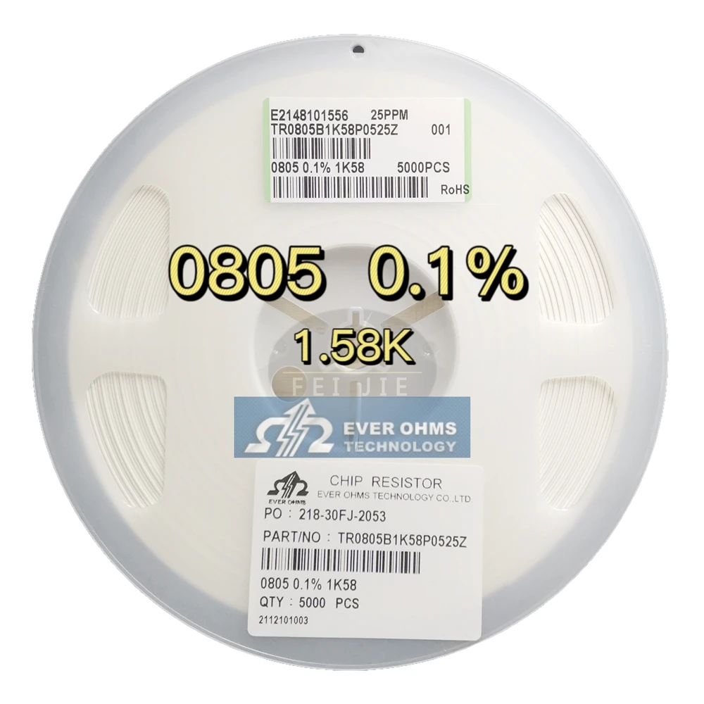 Тонкопленочный прецизионный резистор 0805-1,58 K 0.1% 25PPM TR0805B1K58P0525Z