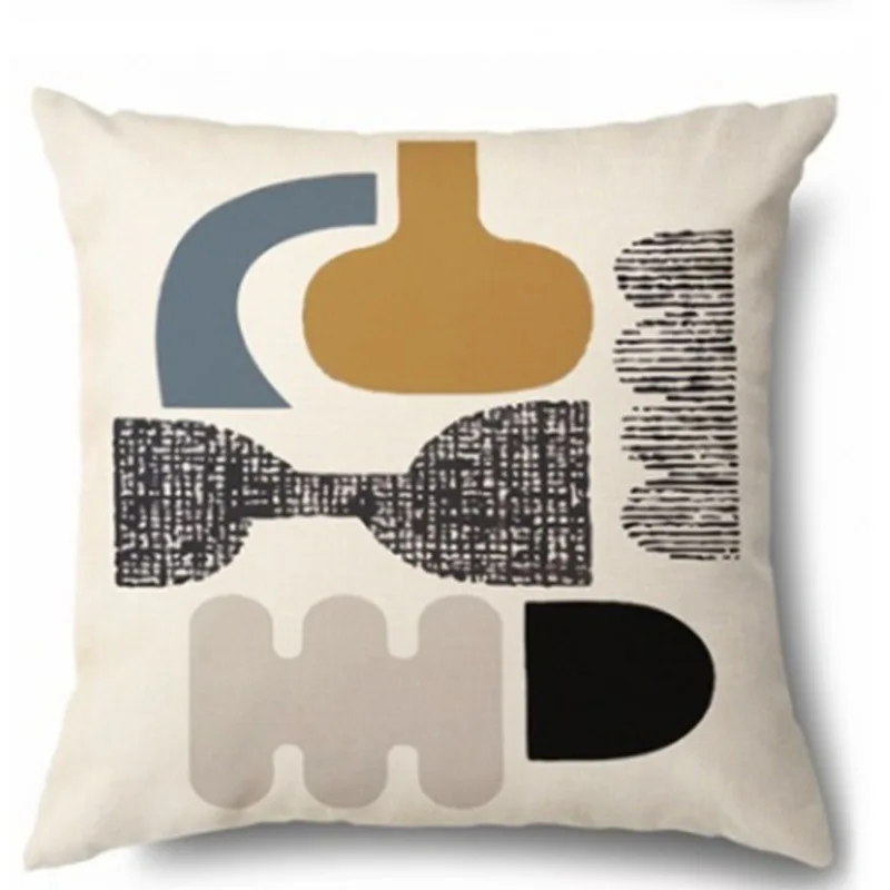 Low price pillow case for a undertakes to flax irregular geometric abstraction pillows set of design and color graphics covers