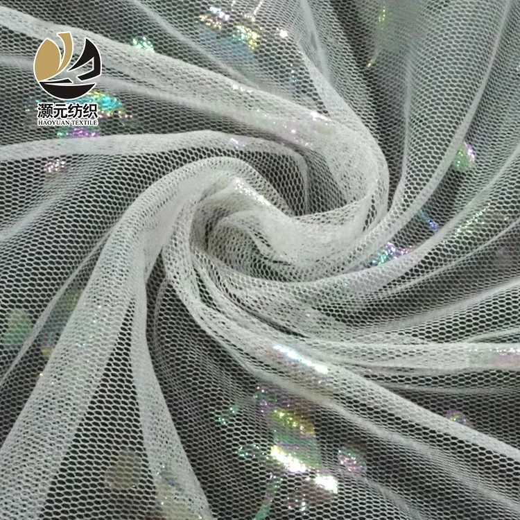 Unicorn bronzing kids mesh foil stretch white wedding children tulle skirt fabric