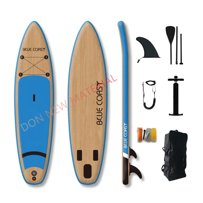 Wholesale OEM Wood Grain SUP Board Inflatable SUP Paddle Board Stand Up Paddleboard For Touring Paddling Yoga