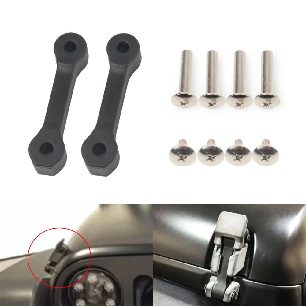 Car Lock Hood Engine Latch Catch Cover Exterior Hood Lock Covers for 2007 to 2017 Jeep JK Wrangler 2/4WD Stop Hood Flutter