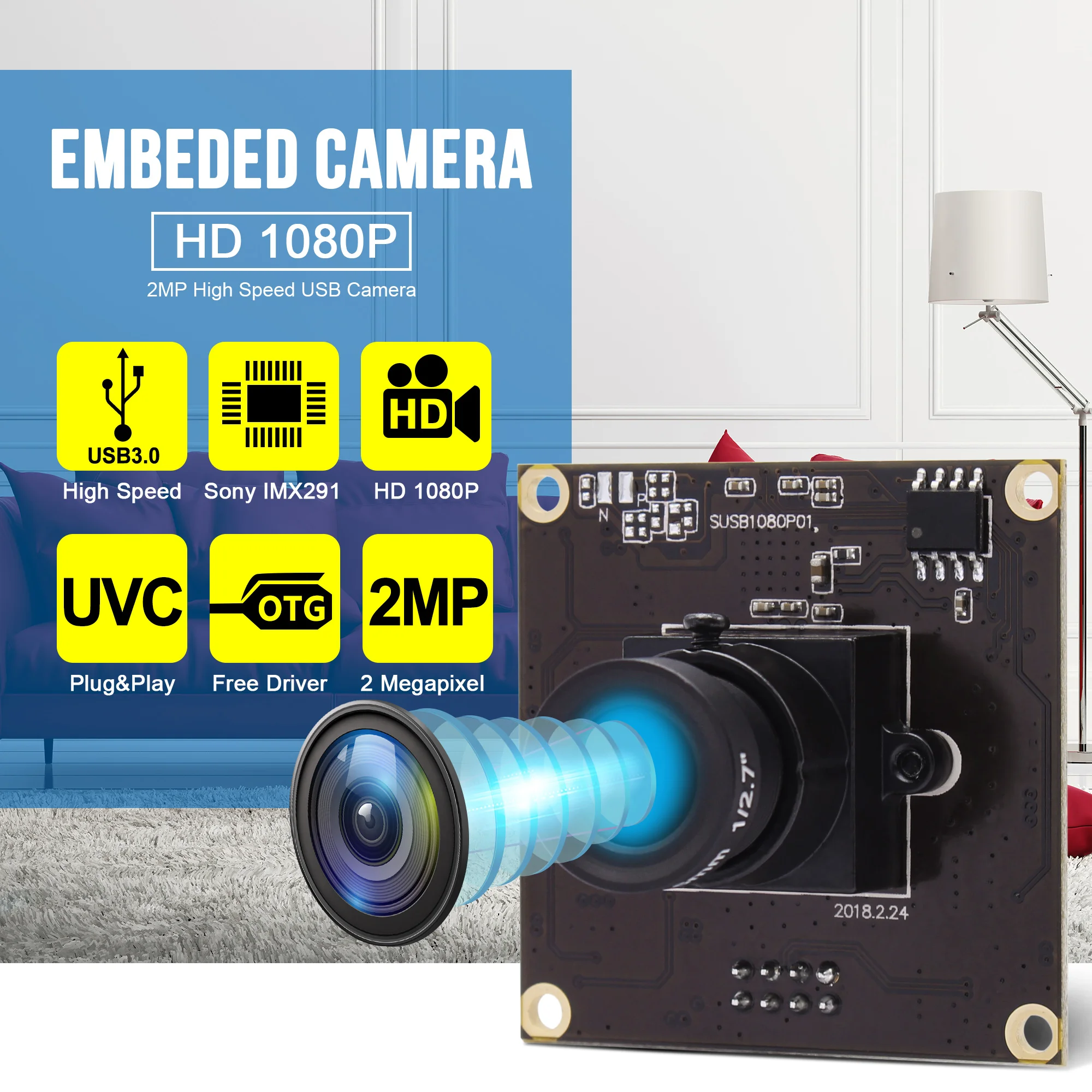 ELP 1920*1080 MJPEG 50fps SONY IMX291 Full HD 2megapixel USB3.0 Camera Module for Industrial Machine Vision