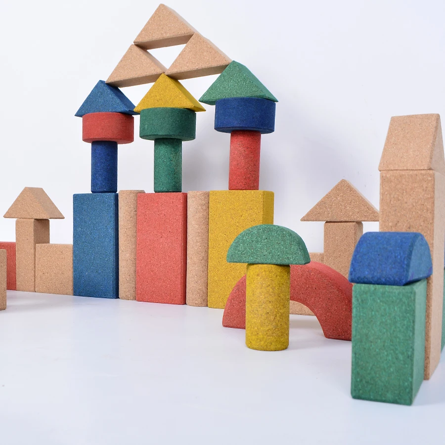 Children Kindergarten Montessori Teaching Educational Toys Wooden 48Pcs Cork Blocks For Kids