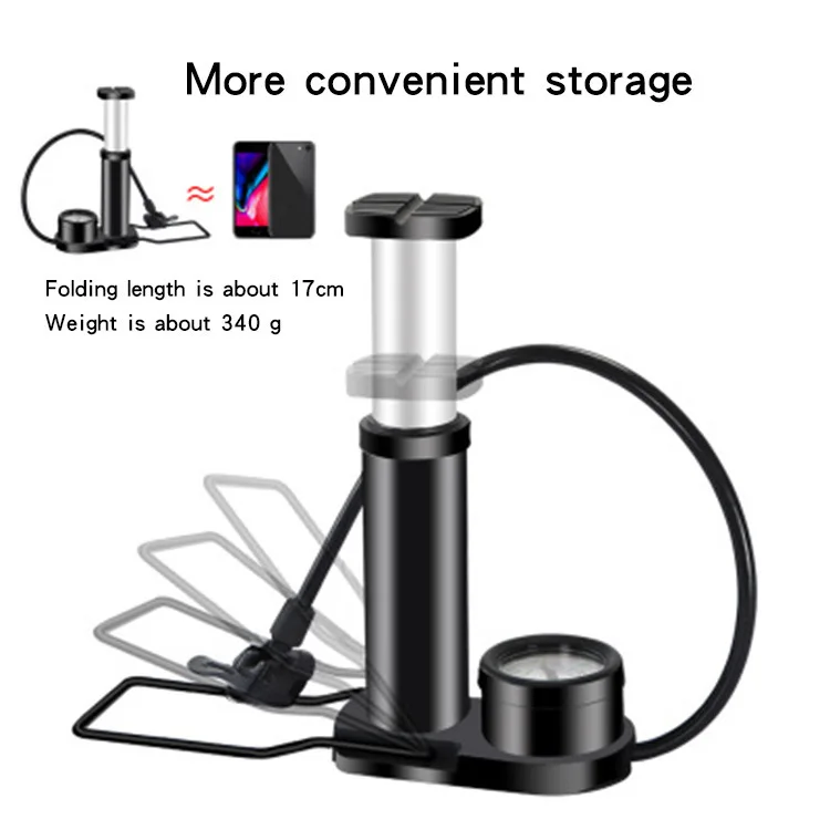 High Pressure Fashion Bike Air Pump Aluminum Mini Bicycle Foot Pumps Portable Cycle Floor Pump For Bike Tires Bicycle parts