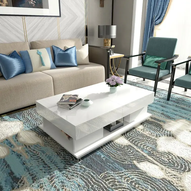 Nordic minimalist small apartment living room modern coffee table combination balcony corner stand