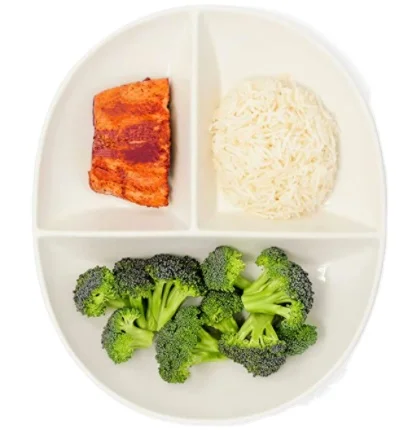 White Oval Portion Control Plate for Healthy Eating Diet Divided Porcelain Dinner Plate to guide portion size of each food group