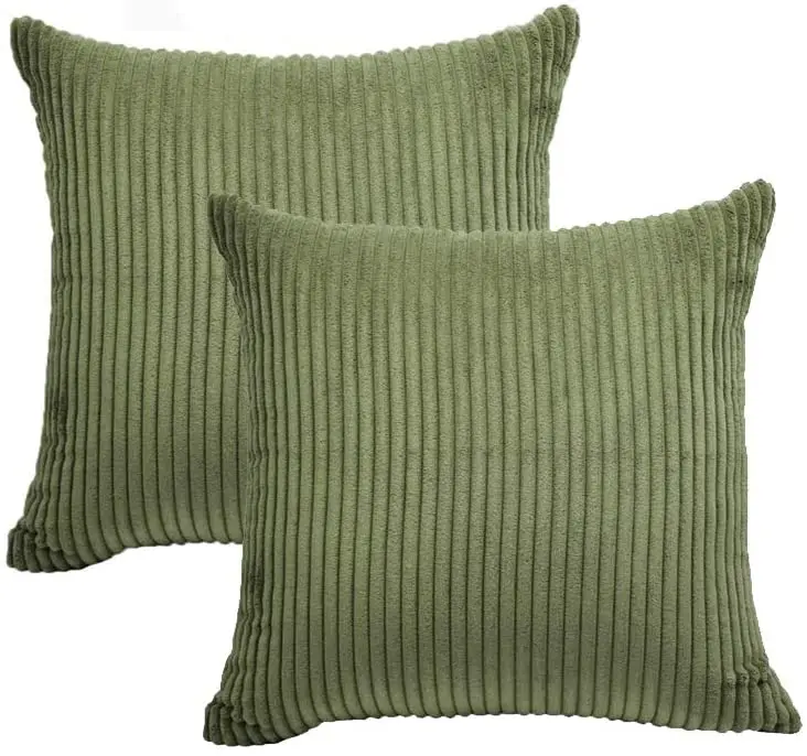 
Striped Corduroy Supersoft Velvet Plush Decorative Home Office Case Pillow Couch Cushion Cover 18X18 inches Throw Cushion 