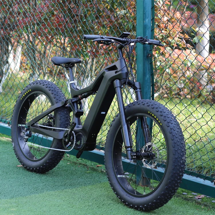 1000W Mid Motor E-Bike Fat Tire Mountain Bike Central Carbon Fiber Electric