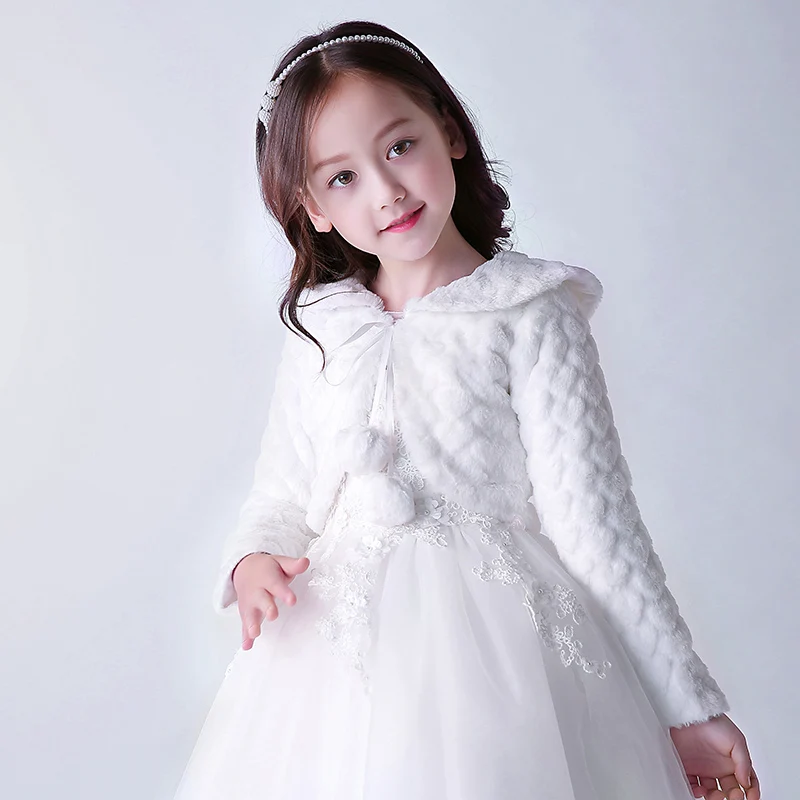 Flower Girls Bolero Shrug Accessories Princess Cape Party Wedding Dress Up White Girls Princess Faux Fur Wraps Shawl