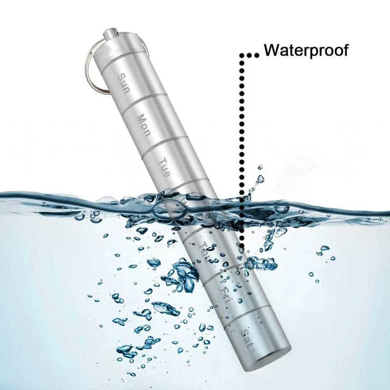 Portable 1-week removable waterproof aluminum alloy multi-function cartridge aluminum pill box