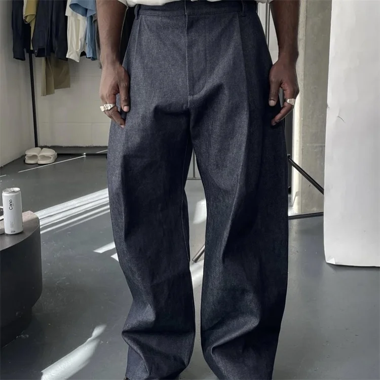 Performance Soft Square Washed Vintage Pocket Male Long Pants Japanese Selvedge Denim Jeans