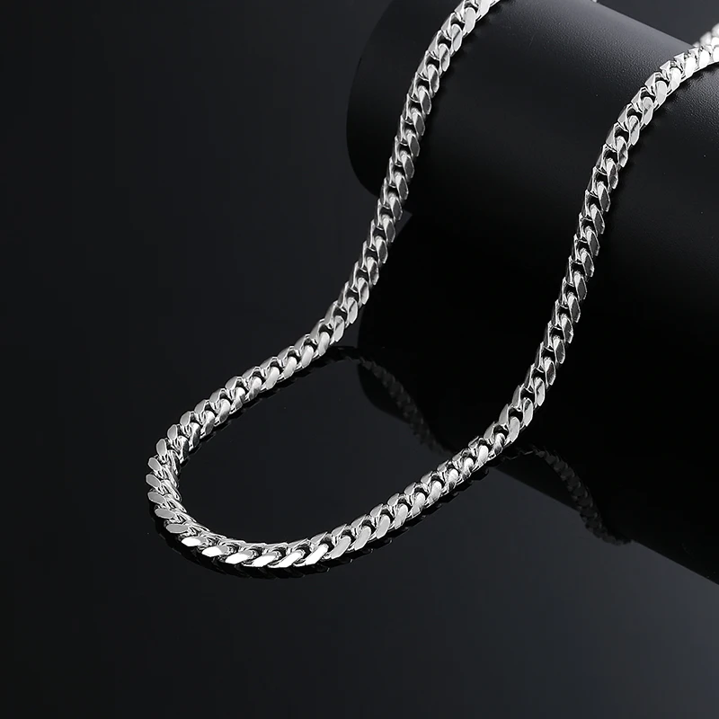 Factory wholesale 5mm cuban link chain 925 sterling silver for men sterling silver chain necklace