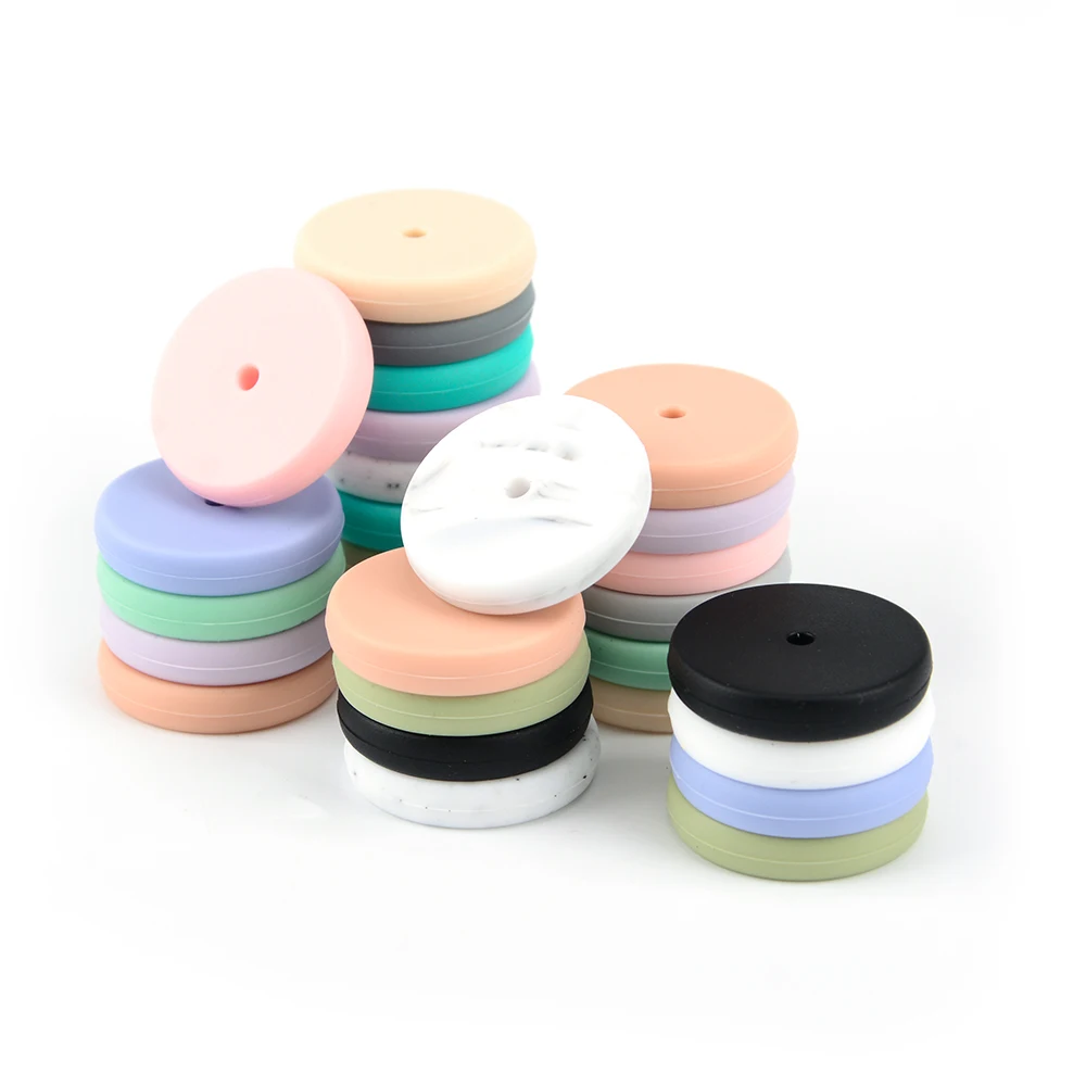 Wholesale Bulk BPA Free Silicone Coin Beads Round Soft Baby Teething Silicone Beads Food Grade Silicone Beads for Pacifier