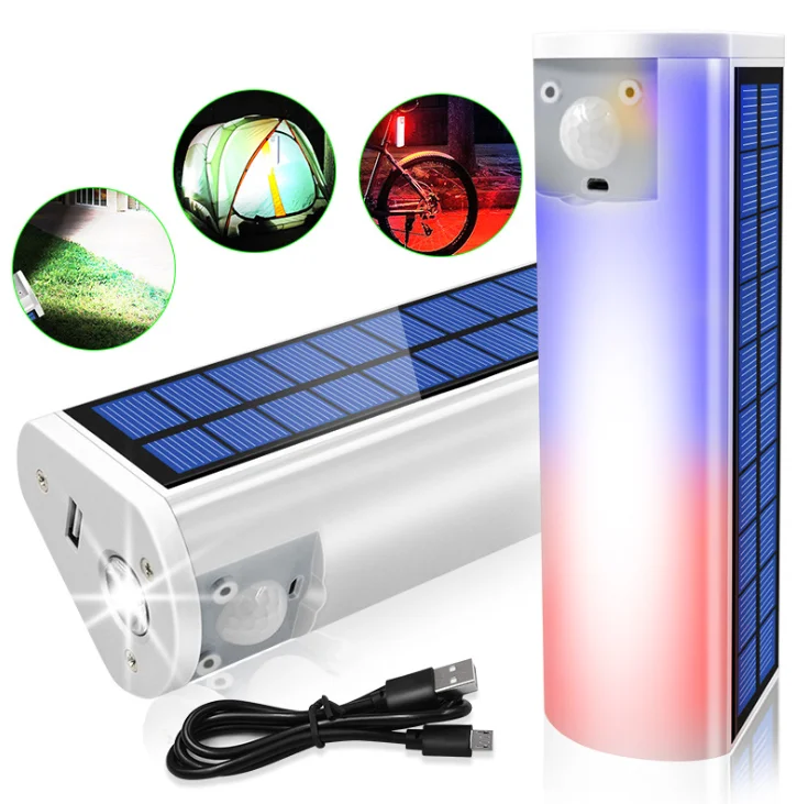 Portable camping light solar power usb rechargeable led flashlight camping hiking work light lantern lamp with power bank