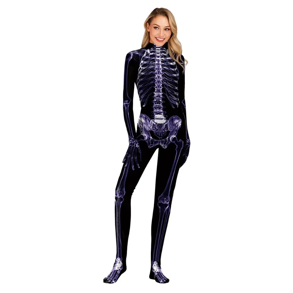 Sexy Women Cosplay Jumpsuits Print Halloween Costumes Tight Bodysuit With Hands With Foot N37-35