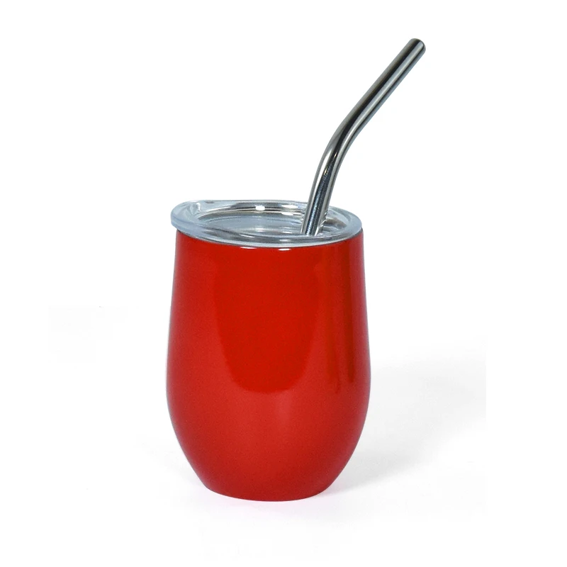 Wholesale Sublimation 3oz Mini Wine Tumbler 4 Mixed Color Double Wall Stainless Steel Tumbler Cup With Lid And Straw