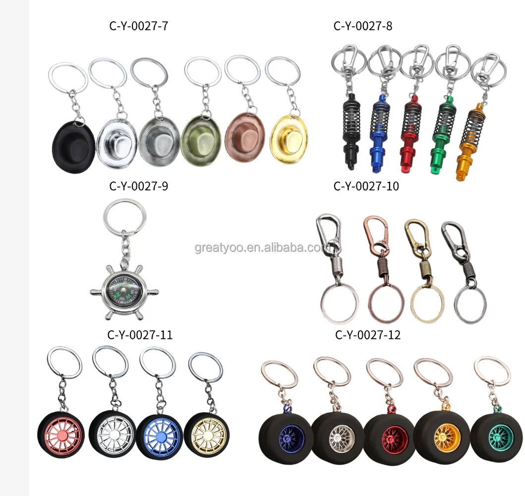 Wholesale Car Parts Key Chains Set Metal Car Gear Box Gear Shifter Keychain Car Turbo Keychain