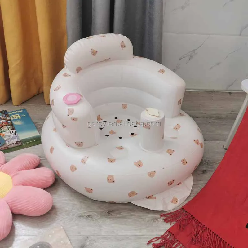 Music baby sitting trainer sofa seat bear portable toddler kids chairs inflatable baby sofa