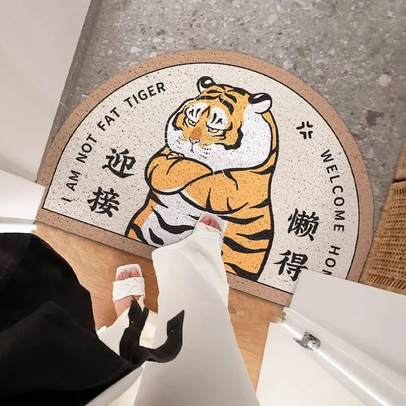 DIY cutting anti slip pvc floor mat water-proof coir doormat stain resistance tiger shape door mats for home