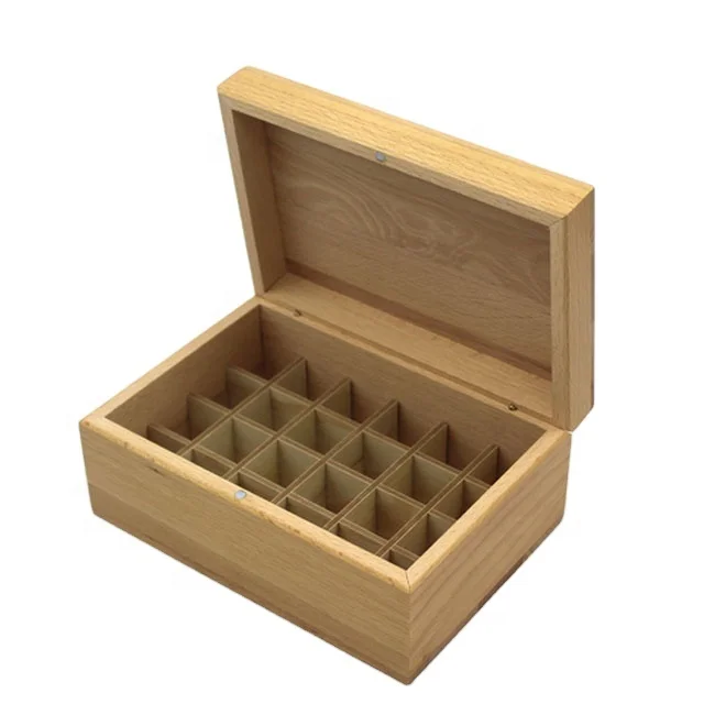 Luxury Solid Christmas Gift Packing Box Beech Wooden Essential Oil Box 15 Pack Bottles Carrier
