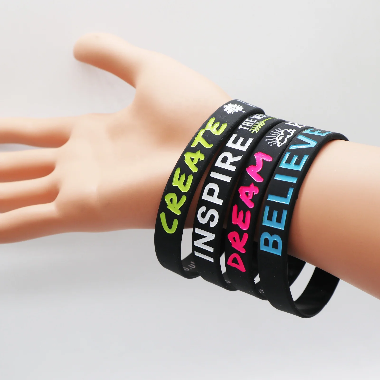 Ready to shipping Inspire Creative Believe Dream Wristband,Motivational Wristband for Party
