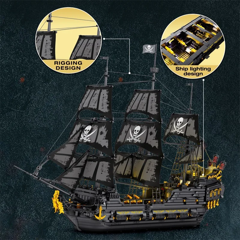 Reobrix 66036 4708pcs MOC Pirates Ship The Black Pearl 4184 Building Blocks Bricks Construction Kit for Adults Toys Gifts