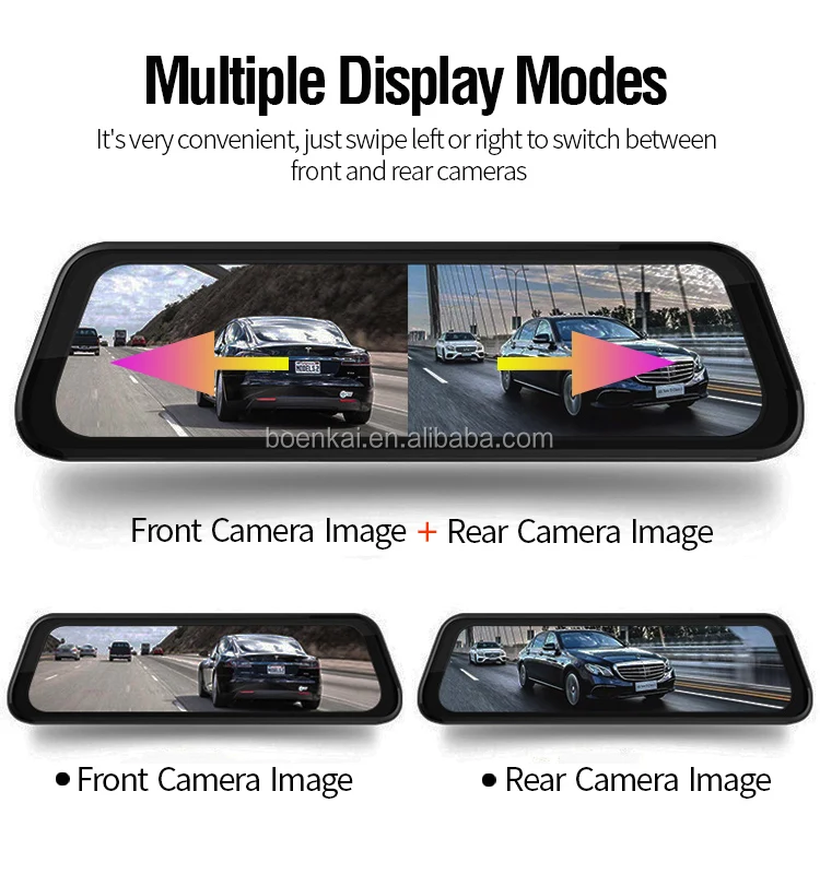 10Inch Full Touch Screen Dashboard Rearview Mirror With Hidden Camera Video Recorder For Cars