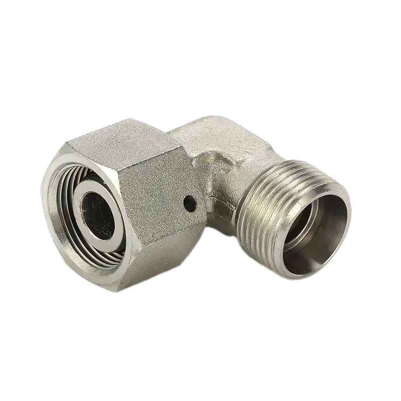 2C9 carbon steel hydraulic pressure BSP male threaded 90 degree pipe fitting elbow with rotating nut