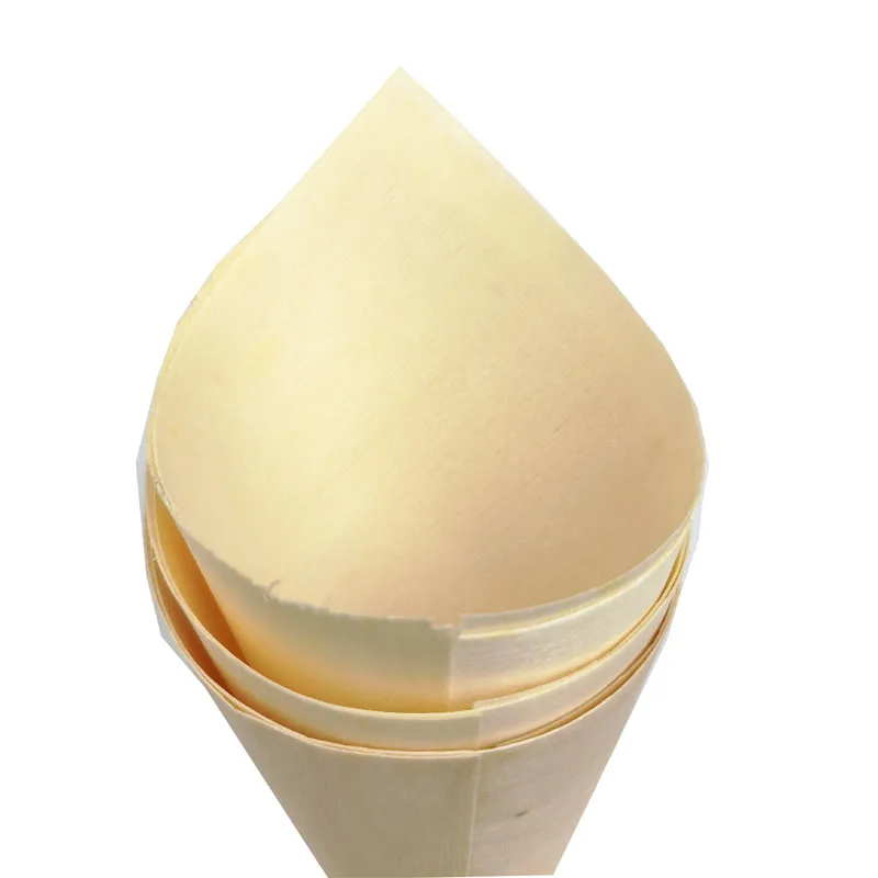 Organic materials pizza waffle ice cream cone packaging disposable food trays bamboo cones wooden sushi boat