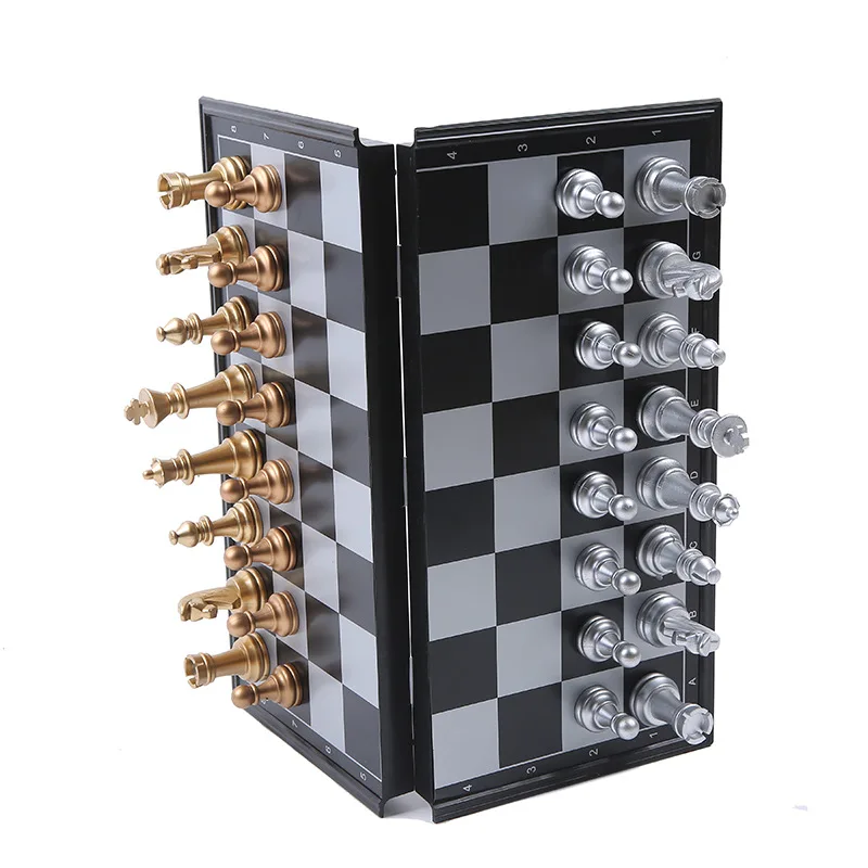 Luxury tournament Plastic chess sets with pieces weighted and king sets for kids With Chessboard Gold Silver Chess Set
