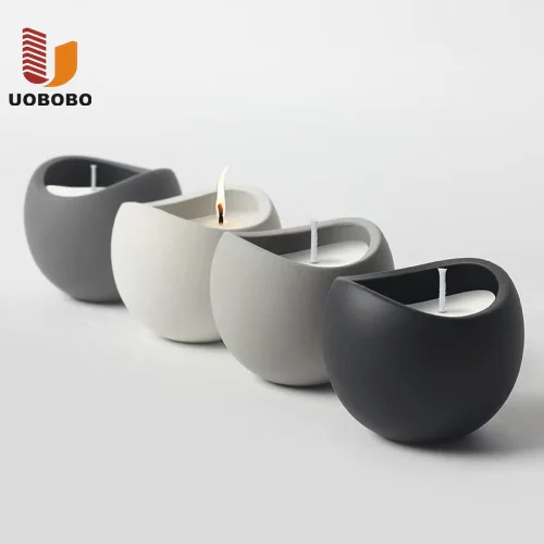 UOBOBO ceramic frosted colour candle jars grey matte unique simple black candle bowl empty nordic