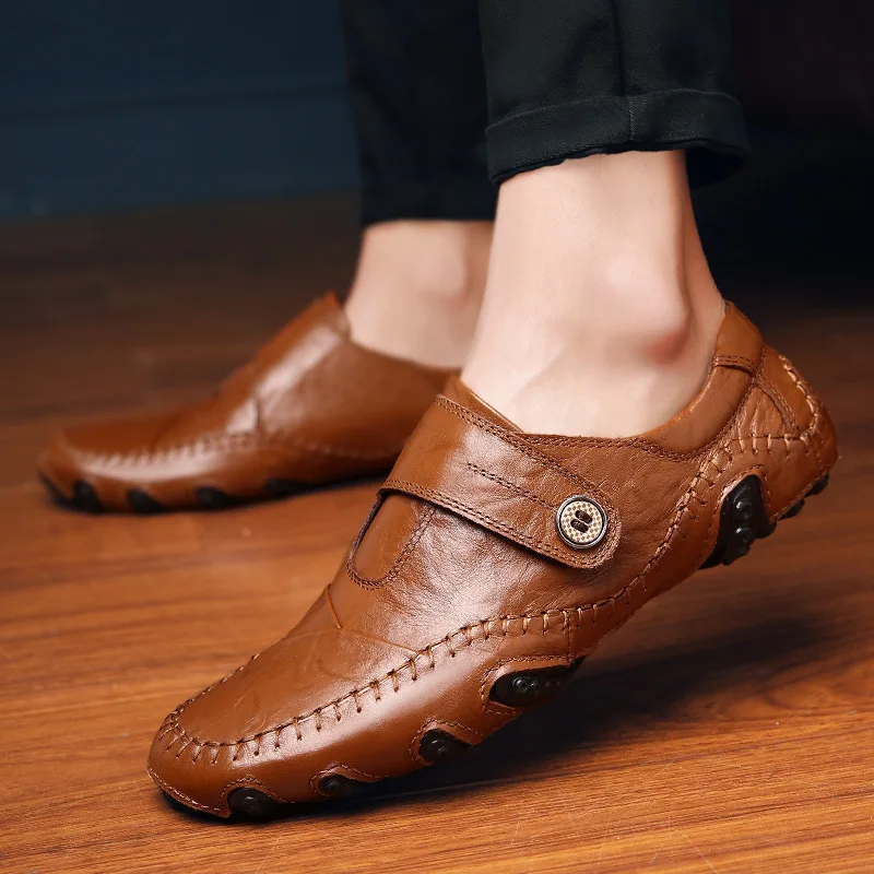 Men Shoes Leather Loafers Casual Shoes Men Flats Moccasins Soft Slip On For Men Loafers Driving Shoes Male Big size 38-48