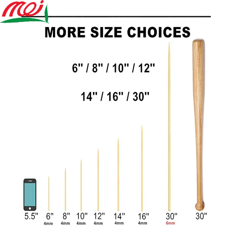 Wholesale 6mm Diameter Well Polished Flexible Round Disposable Bbq Bamboo Stick