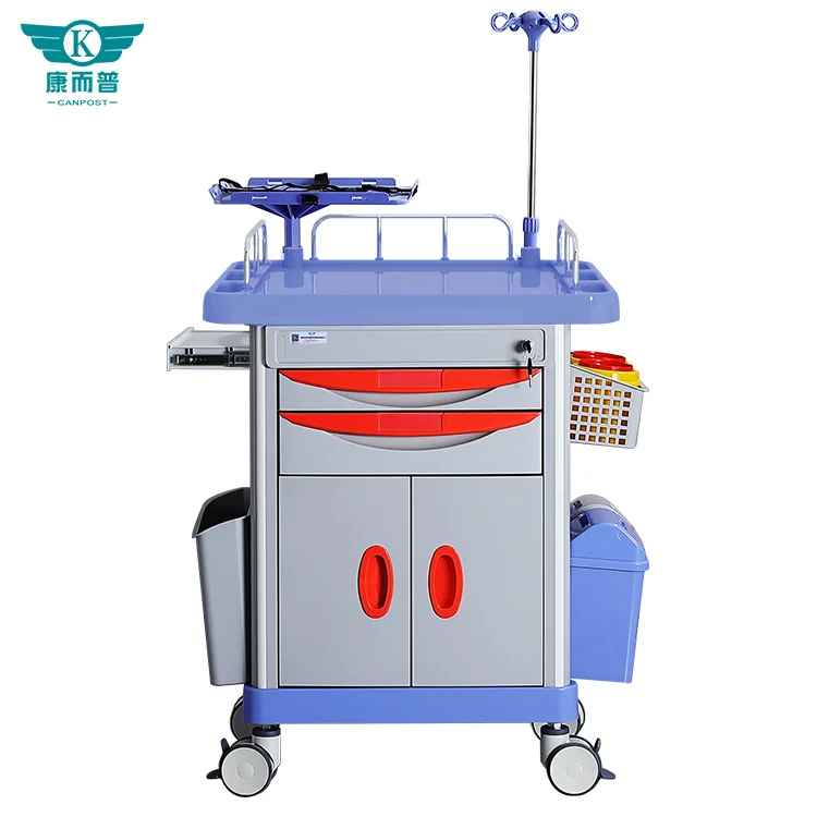 2024 Hospital Cart Clinic Pharmacy Medical Trolley More Color And Size Double Door Multifunctional Rescue Trolley