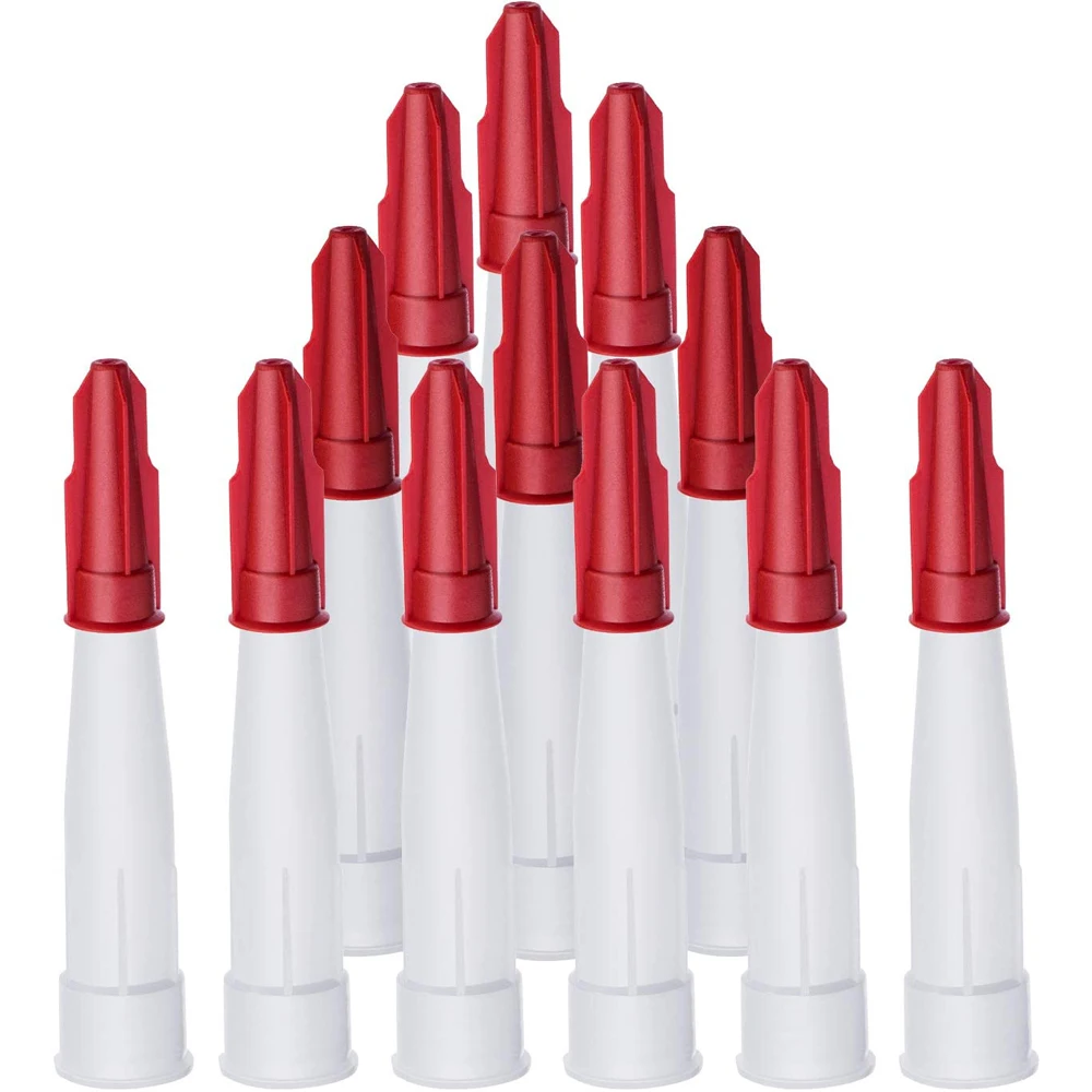 Набор колпачков для насадок 24 шт., в комплект входят 12 упаковок белых насадок для герметизации и 12 упаковок колпачков для красного герметика, пластиковые колпачки для насадок