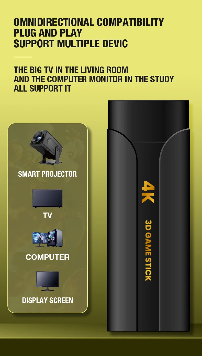 zoku Q8max  Game Stick 64G ROM Simulators Dual Wireless Controller Video Game Stick  HD 40000 Retro games